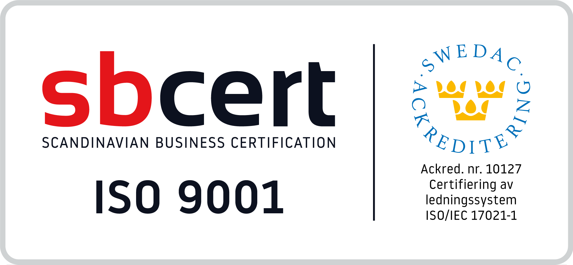 sbcert - Scandinavian Business Certification ISO 9001